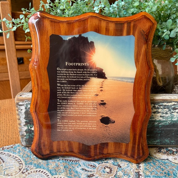 Vintage Other - Mid Century Modern Footprints wooden plaque